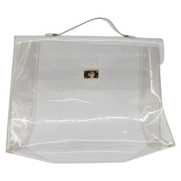 HERMES Vinyl Kelly Hand Bag Clear Auth 148034 - Picture 3 of 16